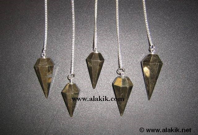 Show details for Golden Pyrite Faceted Pendulum Picture of Golden Pyrite Faceted Pendulum