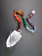 Show details for Raw crystal Pendulum with chakra chips chain Picture of Raw crystal Pendulum with chakra chips chain