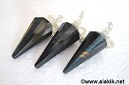 Show details for Blue Tiger Eye Facetted Pendulum Picture of Blue Tiger Eye Facetted Pendulum