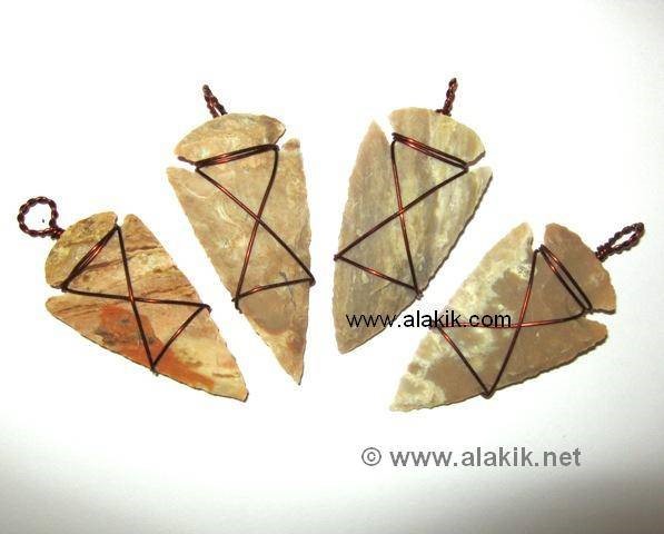 Picture of Copper Wire Wrapped Arrowhead pendant Design 1