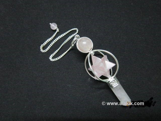 Picture of Rose Quartz Spinning merkaba Pendulum