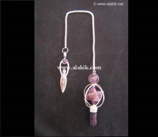 Picture of Amethyst Spinning merkaba Pendulum with Goddess pendant