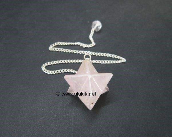 Picture of Rose Quartz merkaba Star Pendulum