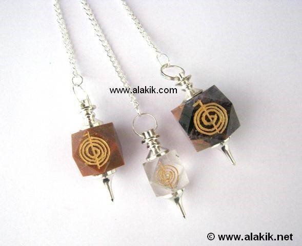 Picture of Mix Stone hexagon Engrave Cho Ko Reiki pendulum