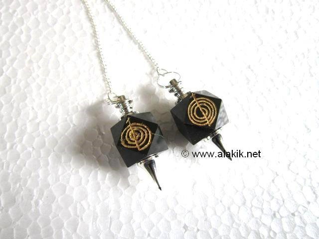 Picture of Black Onyx Hexagon Engrave Reiki pendulum