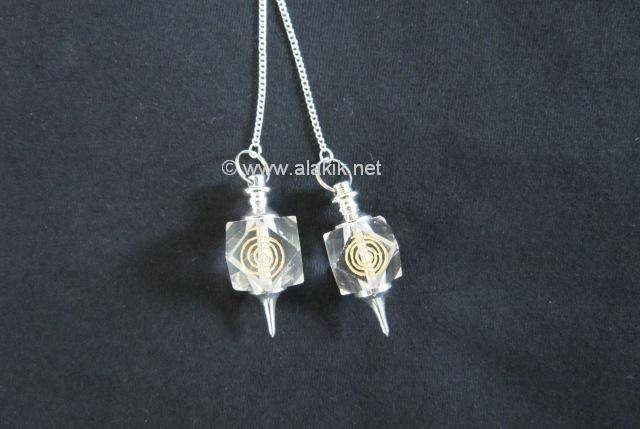 Picture of Crystal Quartz Hexagon engrave Reiki pendulum