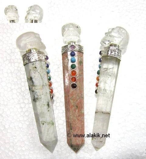 Picture of Skull with Chakra Healing wands Mix stones