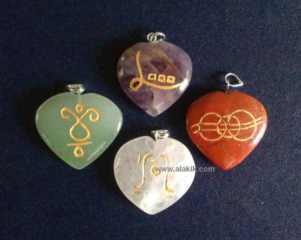 Picture of Rainbow Reiki heart Pendant set