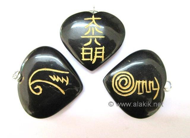 Picture of Black Jasper Reiki 1 & 2 Heart pendant Set