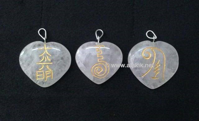 Picture of Rose Quartz Reiki 1 & 2 Heart Pendants Set