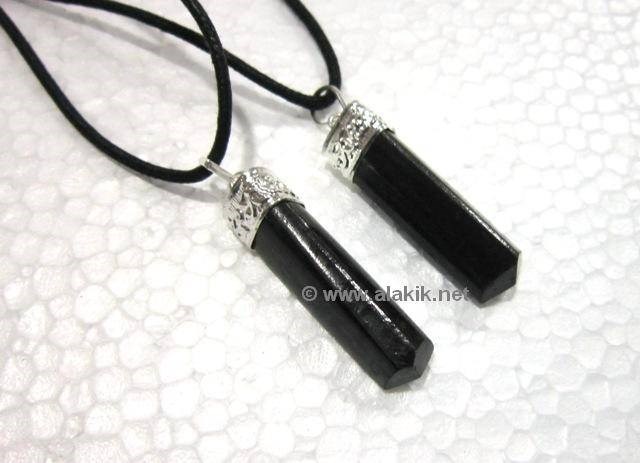 Picture of Black Tourmaline Pencil Pendant with Cotton cord