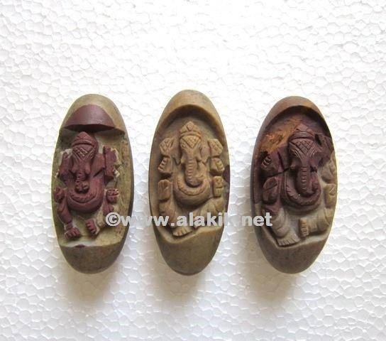 Picture of Ganesha Carved 3inch Shiva Lingams 