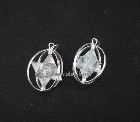 Picture of Crystal Quartz Spinning Merkaba Star Pendant