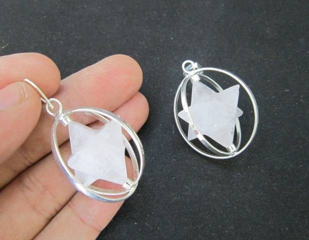 Picture of Rose Quartz Spinning Merkaba Star Pendant