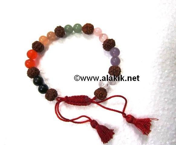 Picture of Chakra Beaded Rudraksha Drawstring Bracelet
