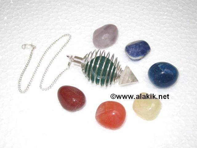 Picture of Chakra Cage Pendulum Set w/. Crystal Pyramid