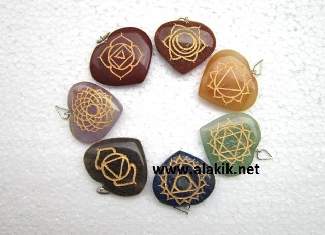 Picture of Engrave Chakra Heart Pendant Set