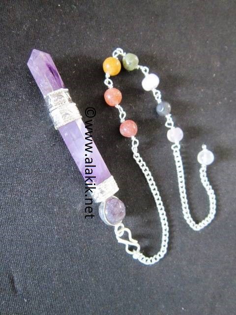 Picture of Amethyst 3pc Wand Pendulum w/. Chakra Chain