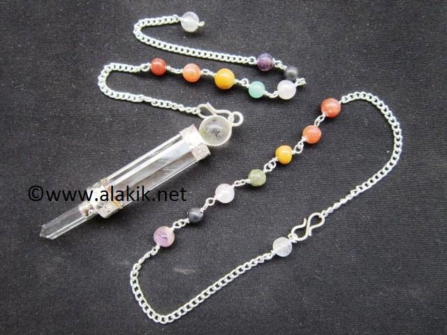 Picture of Crystal Qtz 3pc Wand Pendulum w/.Chakra Chain