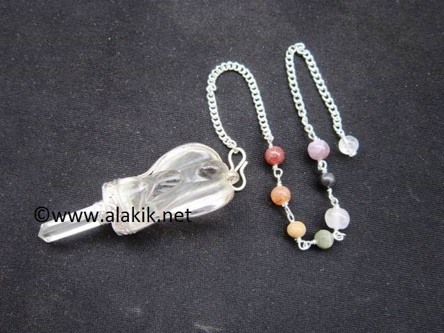 Picture of Crystal Quartz Angel Pendulum w/.Chakra Chain