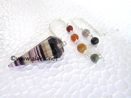 Picture of Banded Purple Fluorite w/.Chakra chain