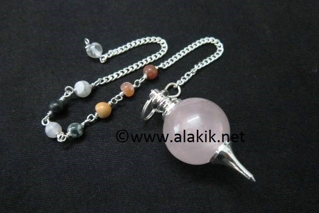 Picture of Rose Quartz Ball pendulum with Chakra Chain