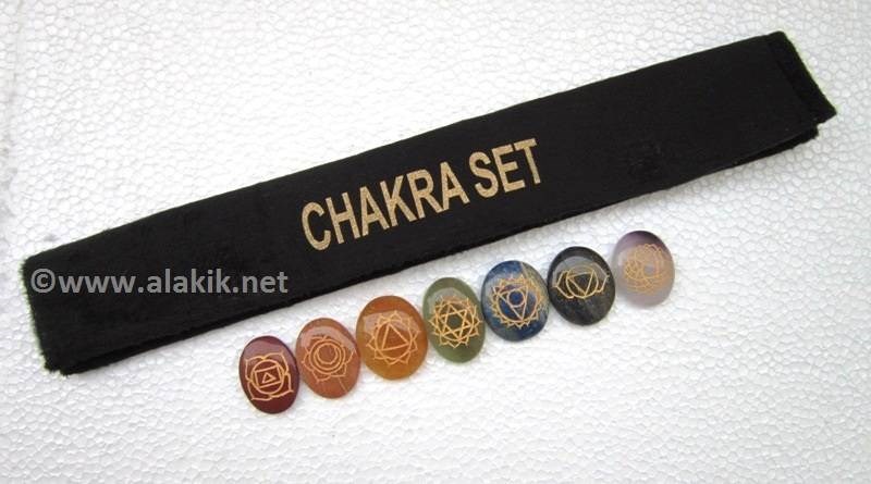 Picture of Engrave Chakra Oval set with Velvet Purse