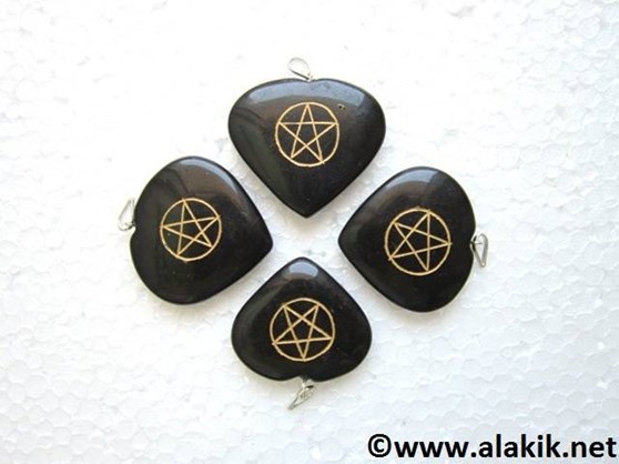 Picture of Black Heart Pendant with Pentacle Star