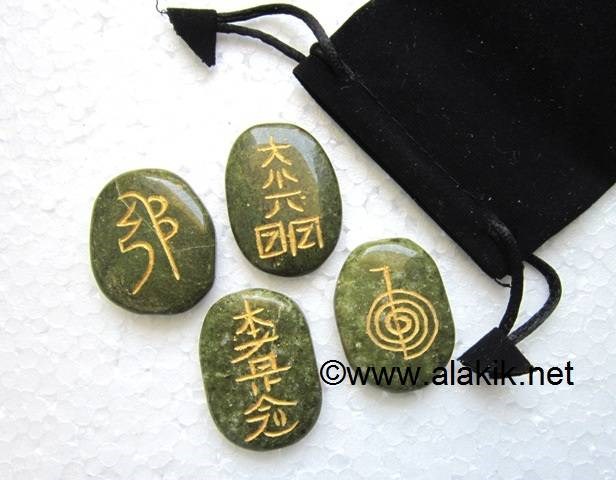 Picture of Grass Jasper Usai Reiki Set with pouch