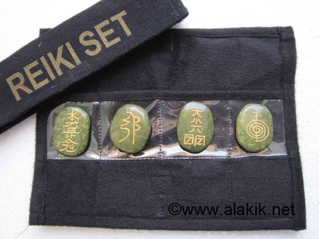 Picture of Grass Jasper Usai Reiki Set with Velvet Purse