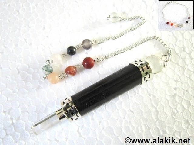 Picture of 3pcs Black Tourmaline pendulum with chakra chain