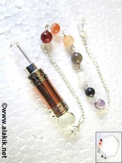 Picture of 3pc Copper wand pendulum with chakra chain