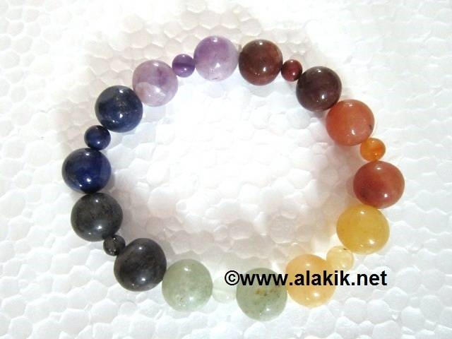 Picture of 7 chakra Elastic Bracelet 2x1 beads