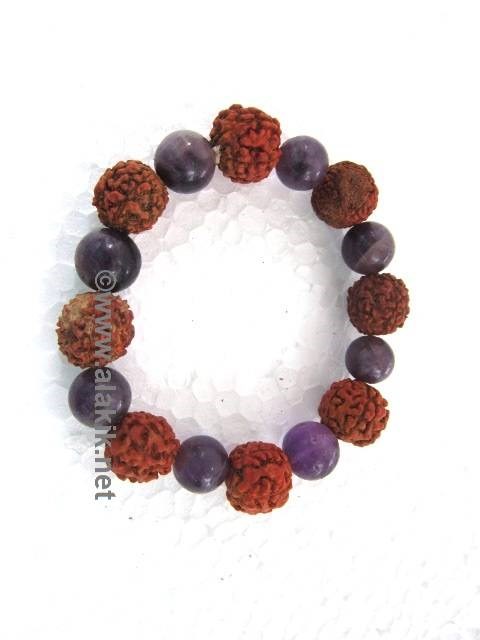 Picture of Big Rudraksha Amethyst Elastic Bracelet 