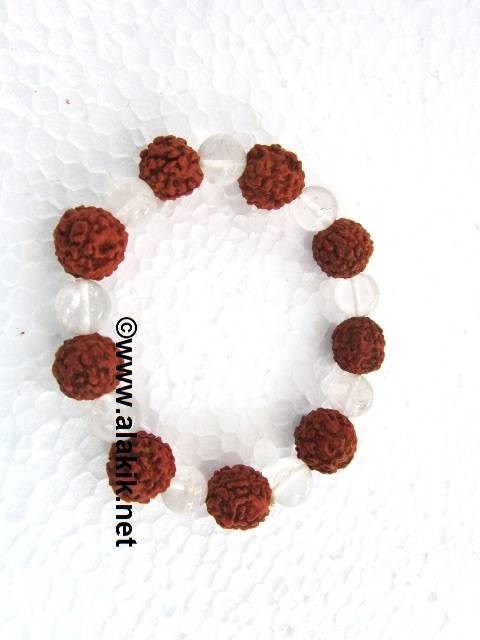Picture of Big Crystal Quartz Rudraksha Elastic bracelet
