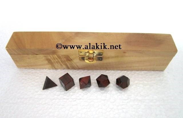 Picture of Red Tiger Eye 5pcs Geometry set with wooden box