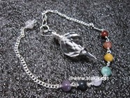 Picture of Facetted Crystal Ball with Chakra Silver Chain Pendulum