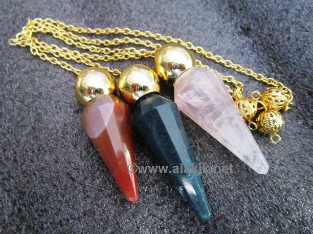 Picture of Mix Gemstone Faceted Golden Modular pendulum