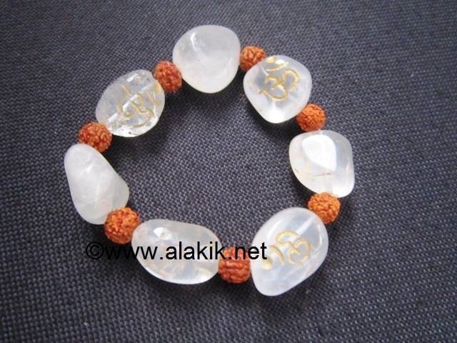 Picture of Crystal Quartz tumble engrave Om Bracelet