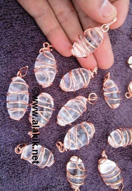 Picture of Crystal Quartz lingam Copper Hand Wrapped Pendant