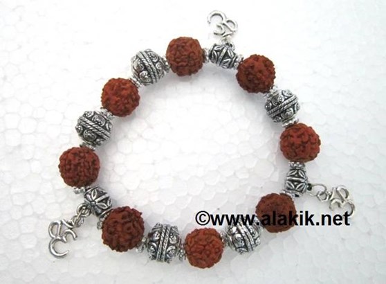 Picture of Big Rudraksha Oxidized beads with OM Charms