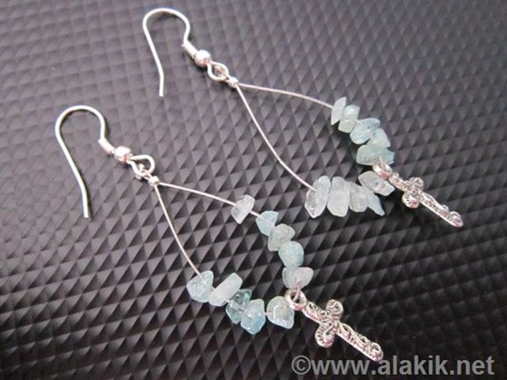 Picture of Aquamarine earring with Cross charms