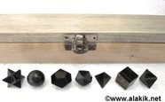 Picture of Blue Tiger eye 7pcs Geometry set with wooden box