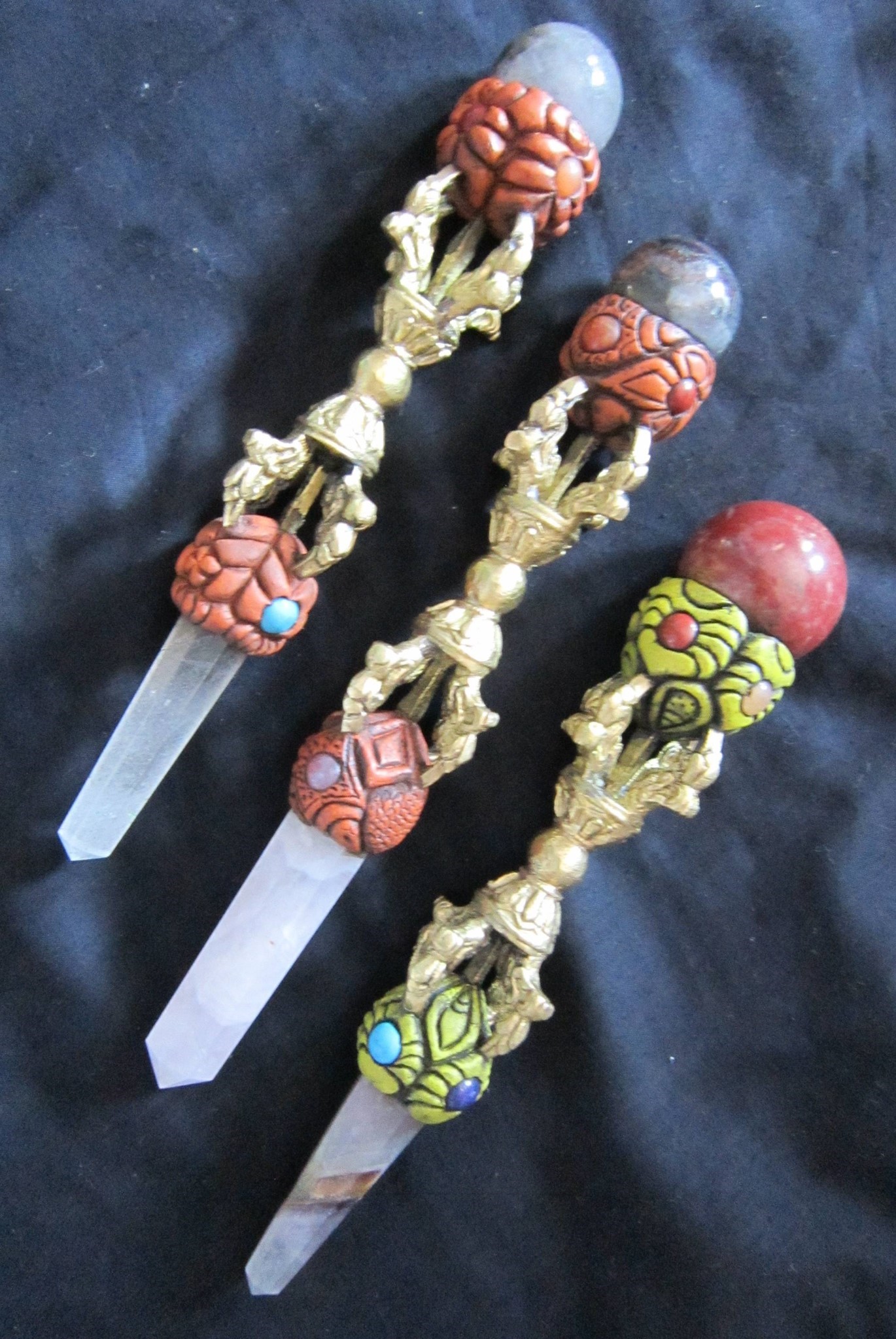 Picture of Tibetan Healing Wands with Metal dorjes