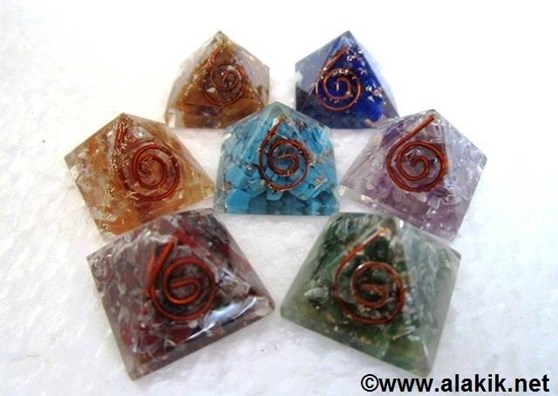 Picture of 7 Chakra Baby Orgone Pyramid set 