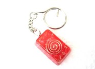 Picture of Red rectangle orgone keyring