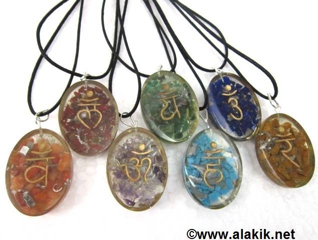 Picture of Chakra Sanskrit Orgone oval pendant set