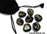 Picture of Black Agate Sanskrit tumble stone set with pouch, Picture 1