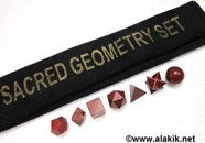 Picture of Red Jasper 7pcs geometry set with velvet pouch