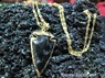 Picture of Black obsidian Electro Plated Arrowhead Pendant with Chain, Picture 1